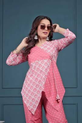 Exclusive Pink Cord Set With Printed Patterns